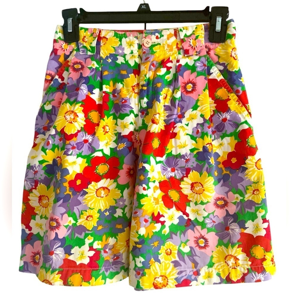 Vintage Lizsport Petite Women’s Colorful Floral Print High Waist Shorts Size 2